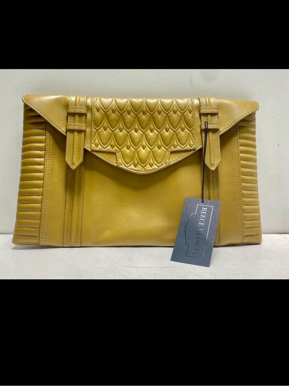 NWT Reece Hudson Mustard Brown Bowery Clutch